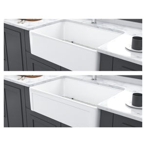 Oumuch Apron Front Reversible Single Bowl Kitchen Sink with Grid and Strainer - view 3