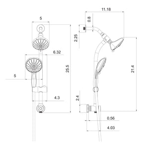 Oumuch Dual Shower Head with Adjustable Slide Bar and Multi Function Settings - view 4