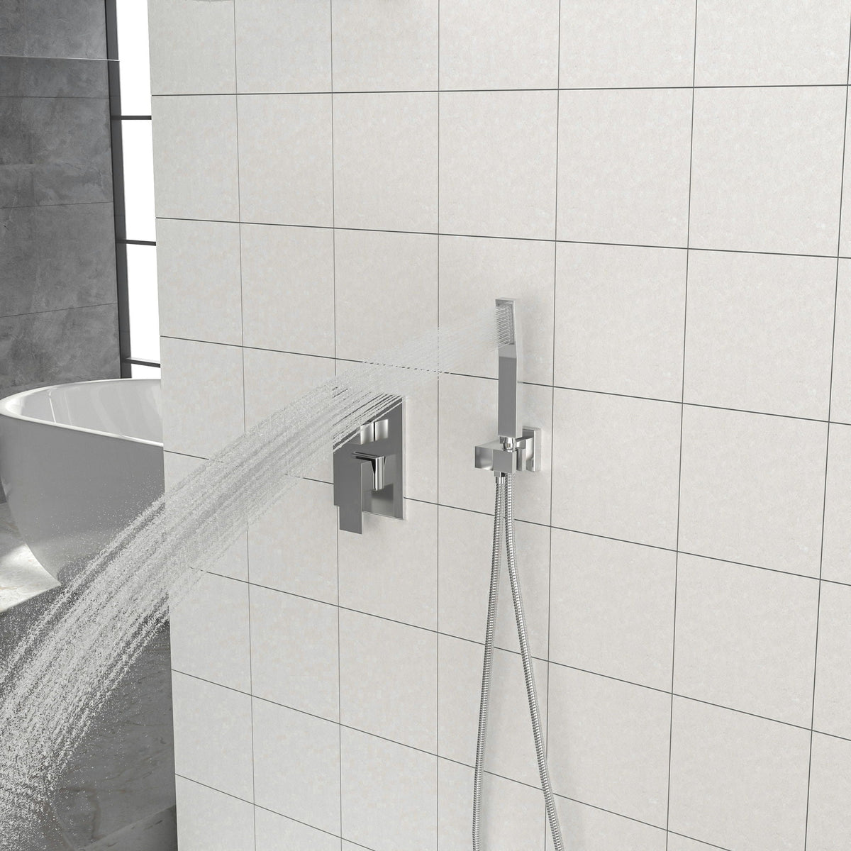 Oumuch Dual Shower Head System with 12" Square Rain Shower and Valve - view 6