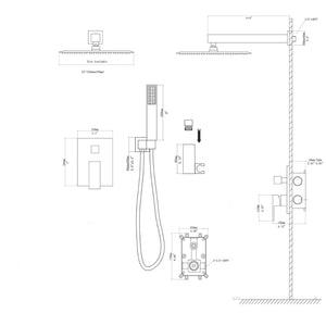 Oumuch Dual Shower Head System with 12" Square Rain Shower and Valve - view 7