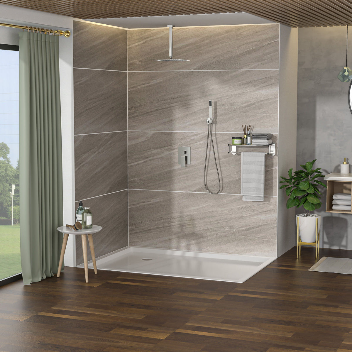Oumuch Dual Shower Head System with 12" Square Rain Shower and Valve