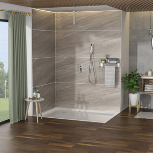 Oumuch Dual Shower Head System with 12" Square Rain Shower and Valve