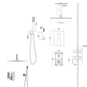 Oumuch Dual Shower Head System with 12" Square Rain Shower and Valve - view 2