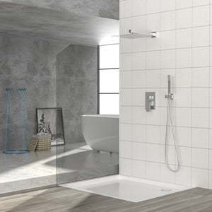 Oumuch Dual Shower Head System with 12" Square Rain Shower and Valve - view 5
