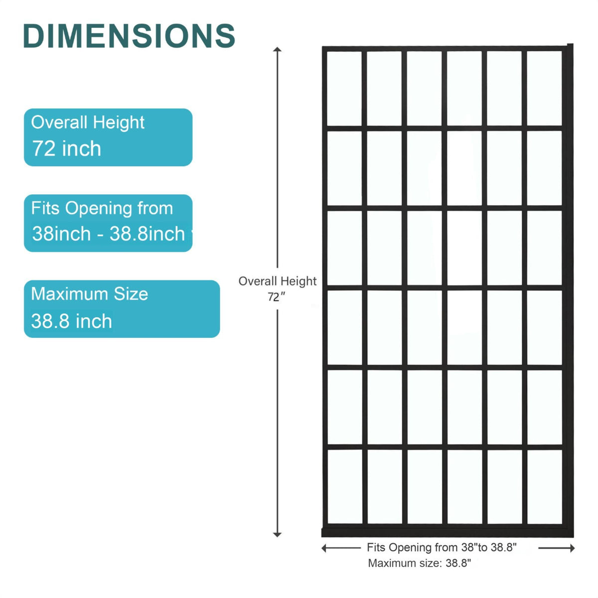 Oumuch Frameless Fixed Shower Door with Open Entry Design - view 6