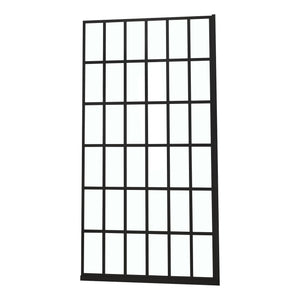 Oumuch Frameless Fixed Shower Door with Open Entry Design in Black