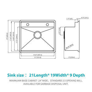 Oumuch Gray Stainless Steel Undermount Bar Sink with Folding Faucet - view 3