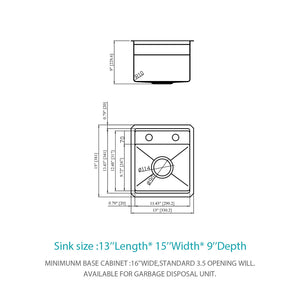 Oumuch Gray Stainless Steel Undermount Bar Sink with Folding Faucet - view 4