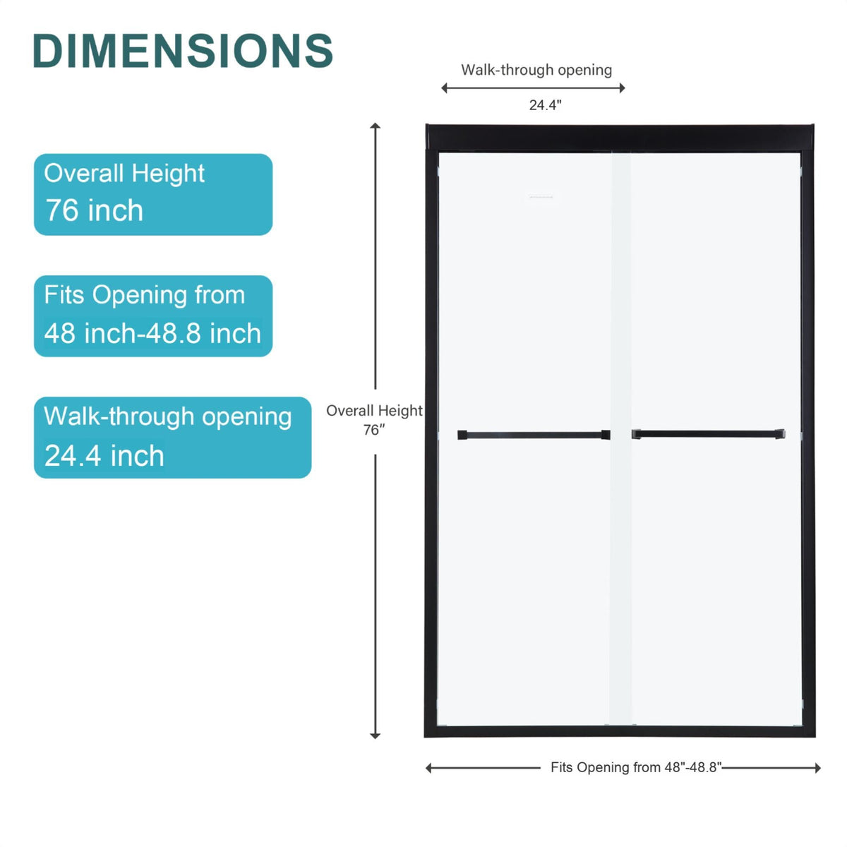 Oumuch Modern Double Sliding Shower Enclosure with Tempered Glass - view 8