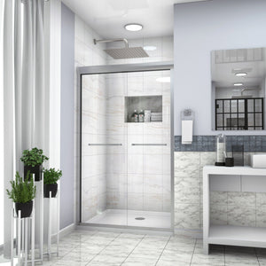 Oumuch Modern Double Sliding Shower Enclosure with Tempered Glass - view 9