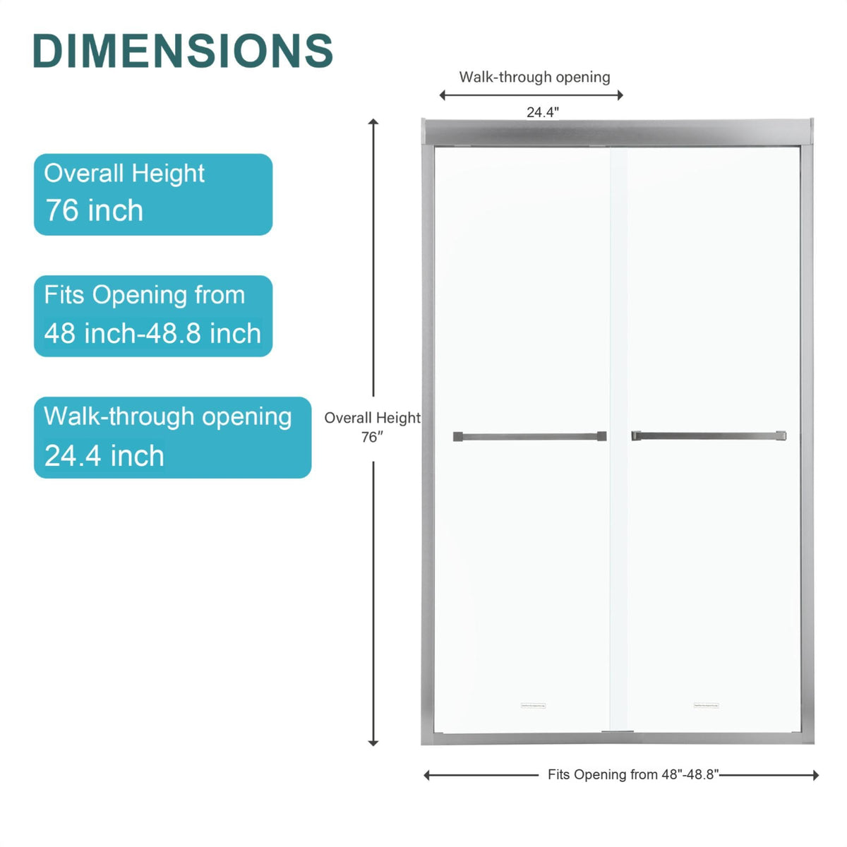 Oumuch Modern Double Sliding Shower Enclosure with Tempered Glass