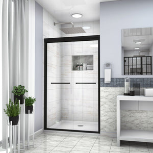 Oumuch Modern Double Sliding Shower Enclosure with Tempered Glass - view 2