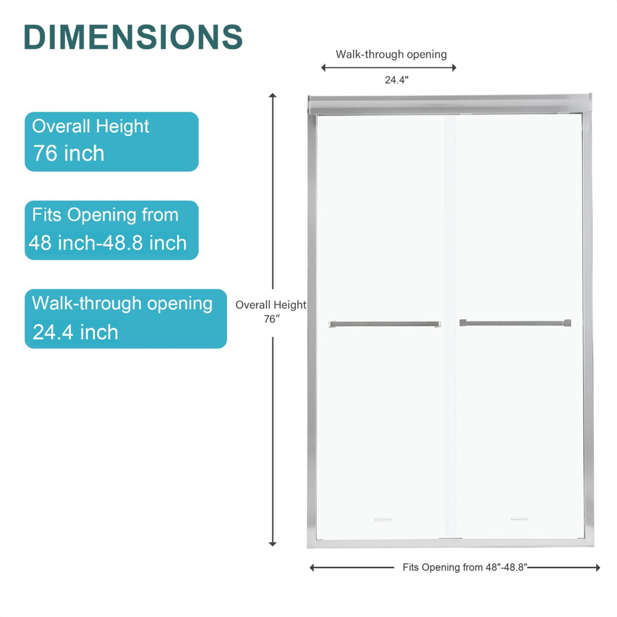 Oumuch Modern Double Sliding Shower Enclosure with Tempered Glass - view 3