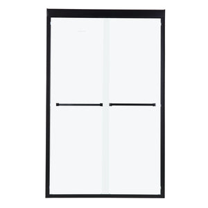 Oumuch Modern Double Sliding Shower Enclosure with Tempered Glass in Black