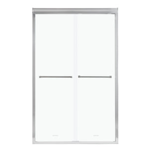 Oumuch Modern Double Sliding Shower Enclosure with Tempered Glass in Pearl Silver