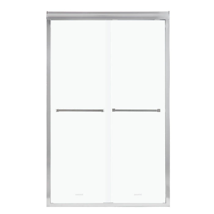 Oumuch Modern Double Sliding Shower Enclosure with Tempered Glass in Pearl Silver