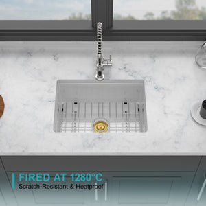 Oumuch Rectangular Deep Single Bowl Kitchen Sink with Scratch-Resistant Glaze - view 2