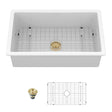 Oumuch Rectangular Deep Single Bowl Kitchen Sink with Scratch-Resistant Glaze in White - view 2