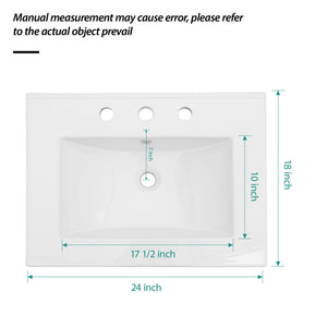 Oumuch Rectangular Single Vanity Top with 3 Faucet Holes - view 4