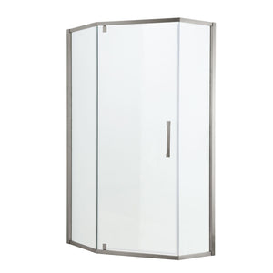 Oumuch Semi Frameless Neo Angle Hinged Shower Enclosure with Clear Tempered Glass