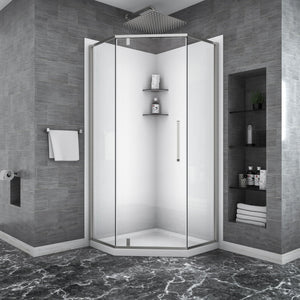 Oumuch Semi Frameless Neo Angle Hinged Shower Enclosure with Clear Tempered Glass - view 4