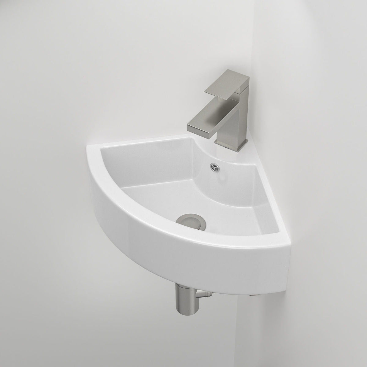 Oumuch Triangle Porcelain Wall Mount Vessel Sink with Overflow - view 2