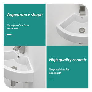 Oumuch Triangle Porcelain Wall Mount Vessel Sink with Overflow - view 3