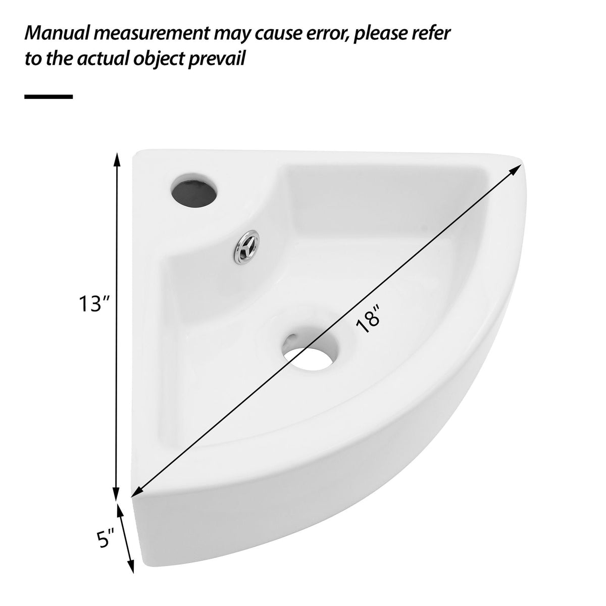 Oumuch Triangle Porcelain Wall Mount Vessel Sink with Overflow - view 4