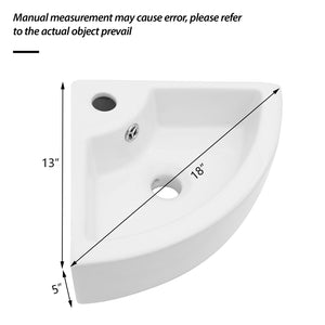 Oumuch Triangle Porcelain Wall Mount Vessel Sink with Overflow - view 4