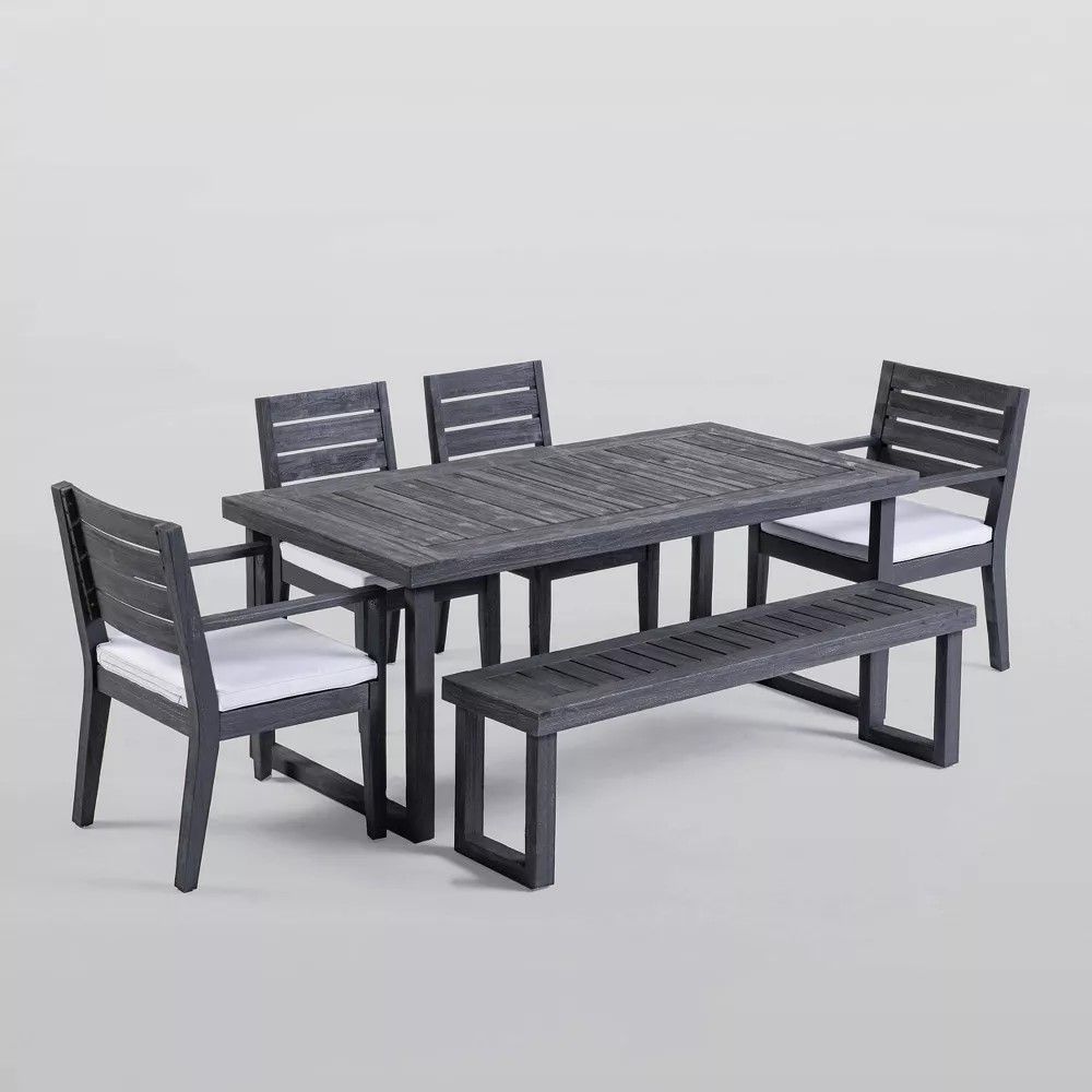 Outdoor 6 Seater Dining Set with Bench - view 4