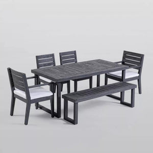 Outdoor 6 Seater Dining Set with Bench - view 4