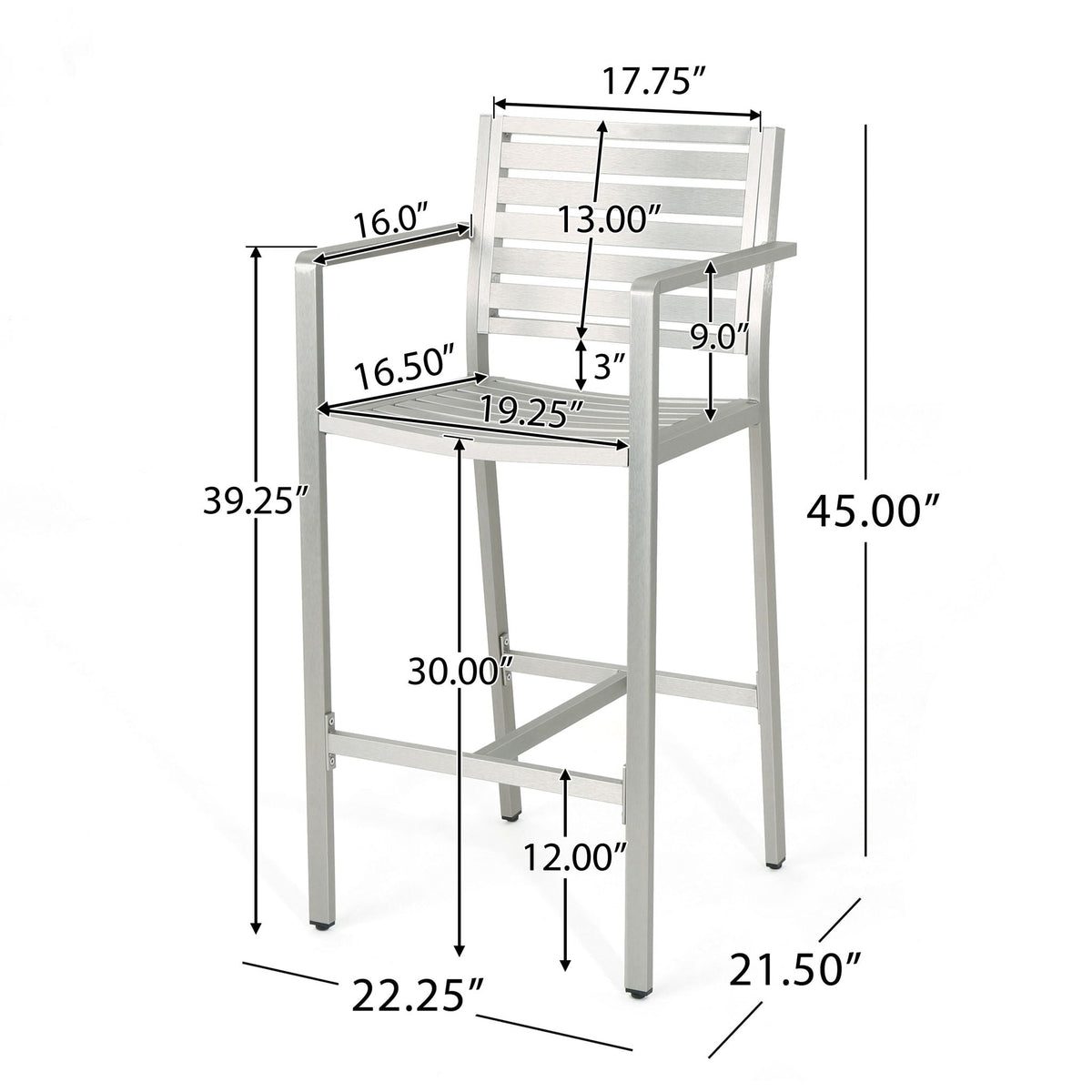 Outdoor Aluminum Rust Proof Barstools (Set of 2) - Silver - Best Buy Furniture