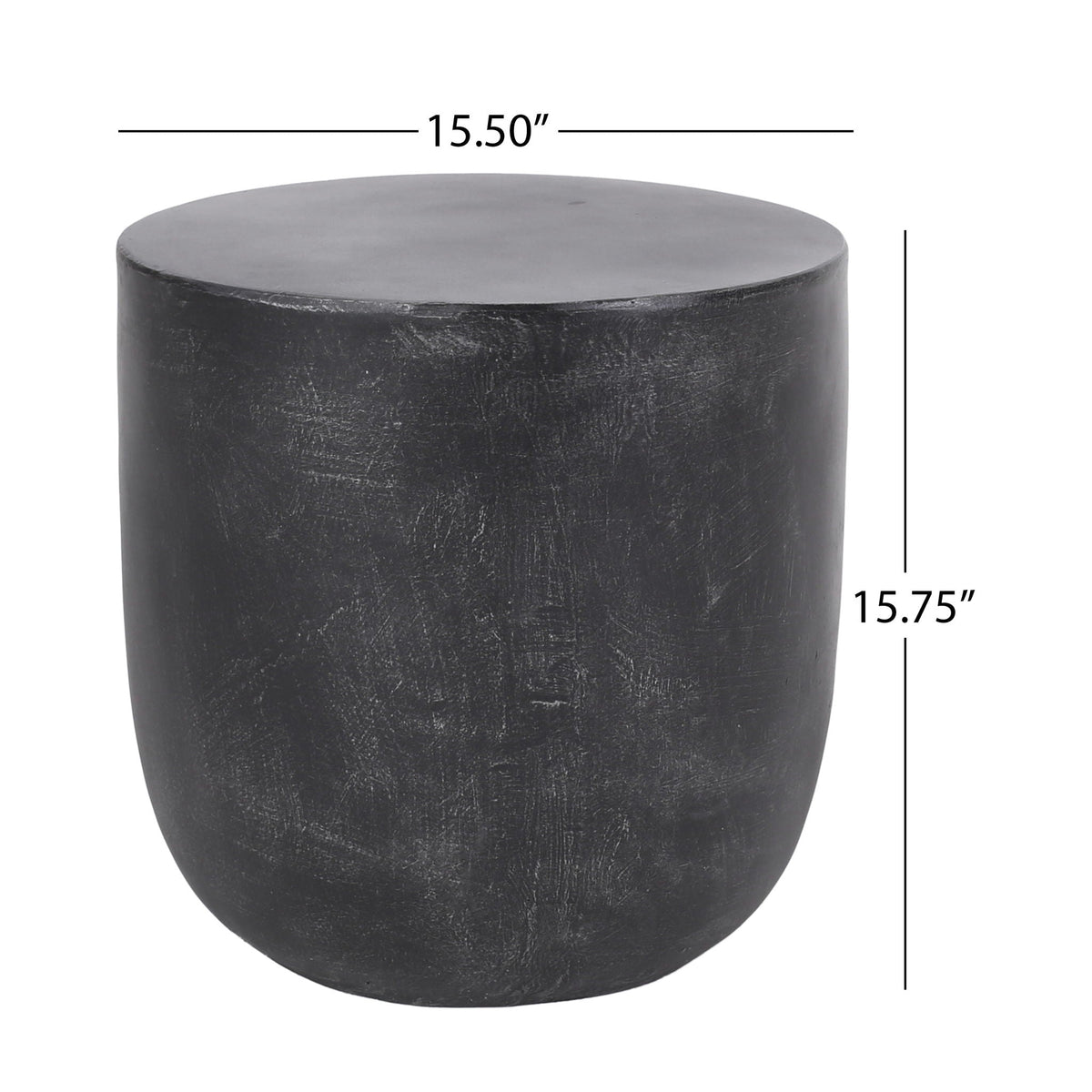 Outdoor Lightweight Concrete End Table With Natural Texture - Matte Black - Best Buy Furniture