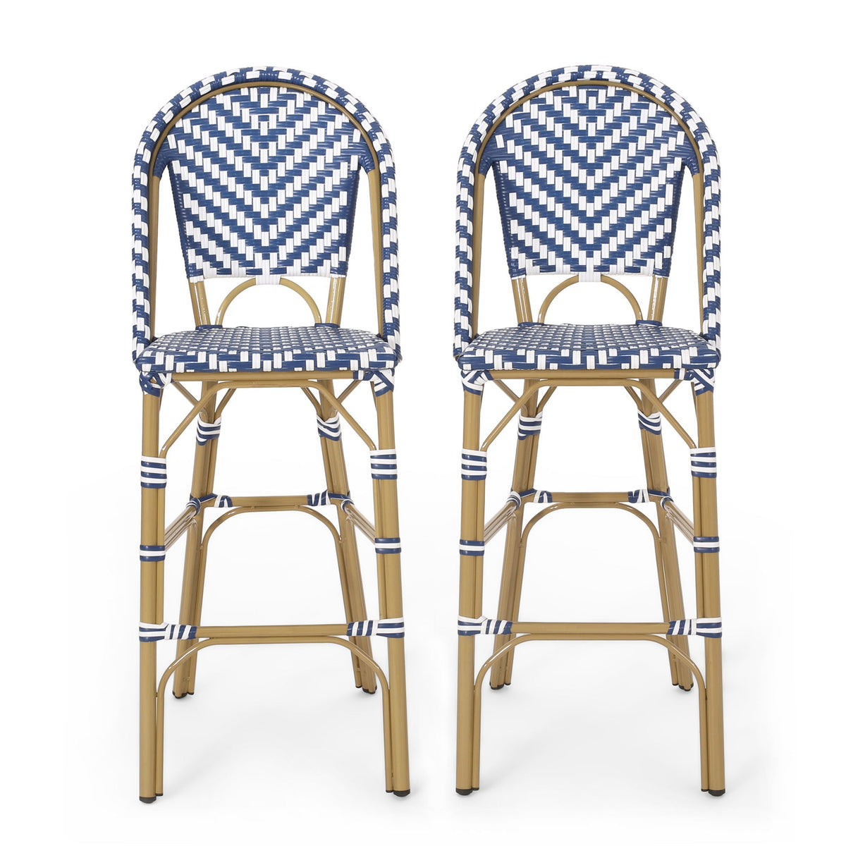 Outdoor Rattan French Barstool Set