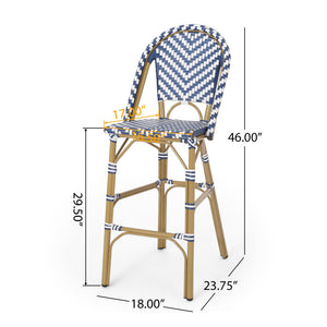 Outdoor Rattan French Barstool Set - view 3