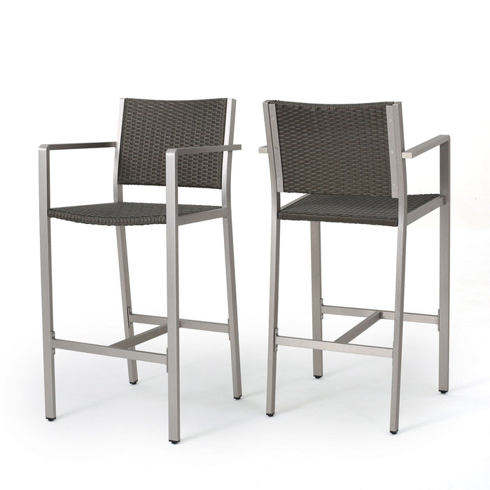 Outdoor Rust Proof Aluminum Barstools with Lightweight Frame in Dark Gray