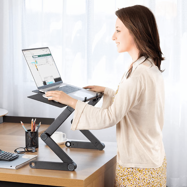 360° Adjustable Ergonomic Laptop Stand Aluminum Foldable Desk Stand with Mouse Pad