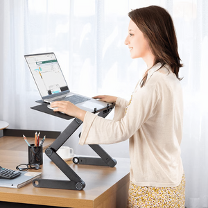 360° Adjustable Ergonomic Laptop Stand Aluminum Foldable Desk Stand with Mouse Pad