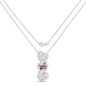 0.45 Carat Genuine Red Diamond and White Diamond .925 Sterling Silver Pendant