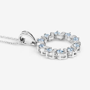 1.10 Carat Genuine Aquamarine and White Topaz .925 Sterling Silver Pendant