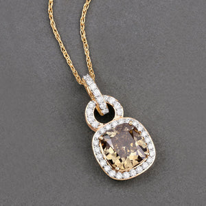 IGI Certified 2.50 Carat Genuine Brown Diamond Center and 0.31cttw White Diamond 18K Yellow Gold Pendant (2.81cttw)