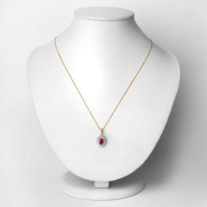 0.95 Carat Genuine Ruby and White Diamond 10K Yellow Gold Pendant