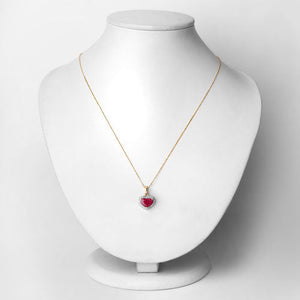 2.08 Carat Genuine Ruby and White Diamond 14K Yellow Gold Pendant
