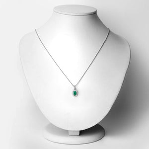 0.89 Carat Genuine Zambian Emerald and Lab Grown Diamond .925 Sterling Silver Pendant