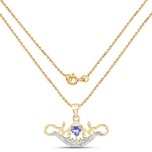 14K Yellow Gold Plated 0.62 Carat Genuine Tanzanite and White Topaz .925 Sterling Silver Pendant