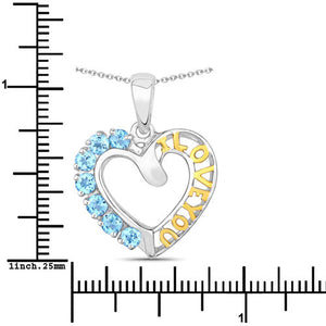 0.84 Carat Genuine Swiss Blue Topaz .925 Sterling Silver Pendant