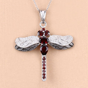 2.29 Carat Genuine Garnet and White Topaz .925 Sterling Silver Pendant