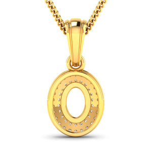0.17 Carat Genuine White Diamond 14K Yellow Gold Semi Mount Pendant - holds 7x5mm Oval Gemstone