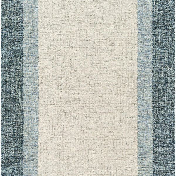 Padada Green Bordered Cream Wool Rug