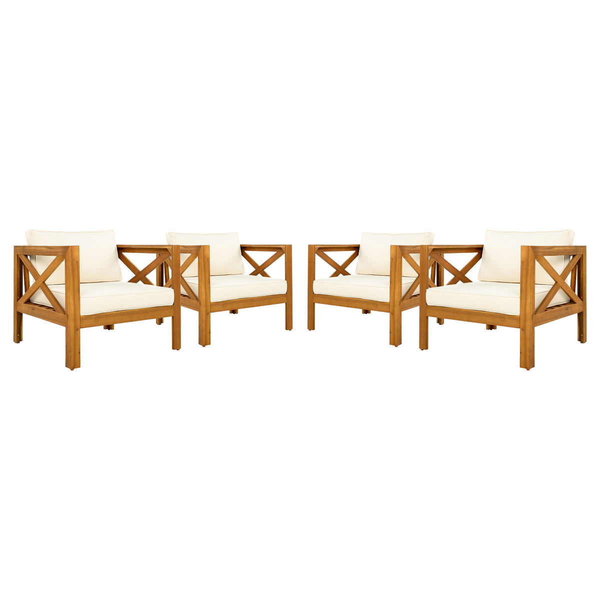 Patio Conversation Set with Acacia Wood Armchairs and End Table - view 7